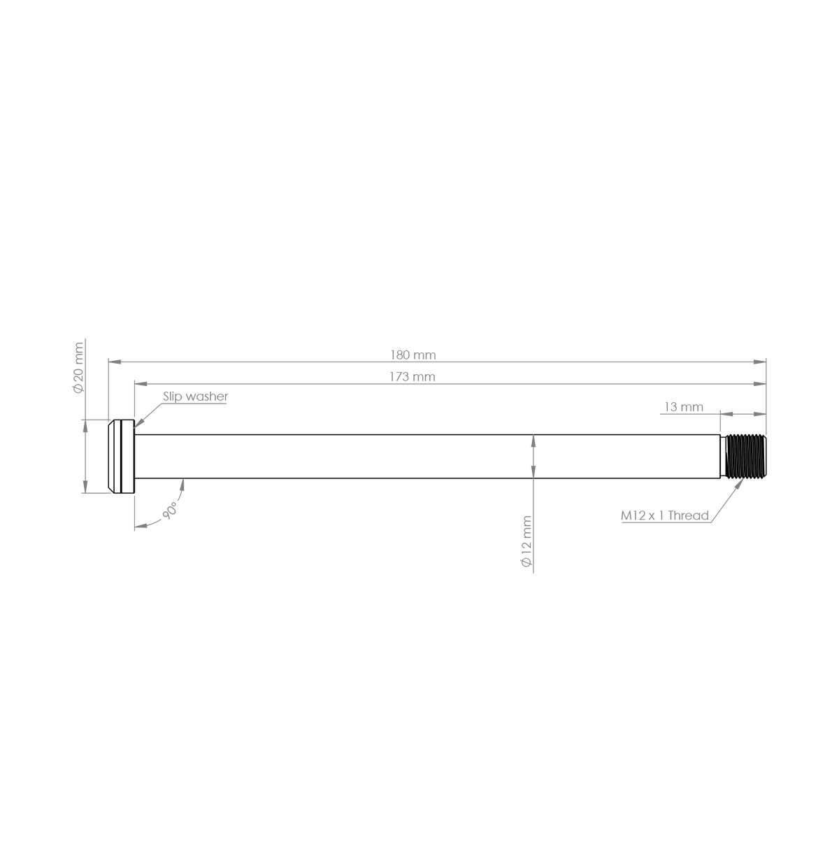Axe de Roue Arrière BURGTEC 173mm x 12mm 1.0mm pour Cadre Rocky Mountain Noir