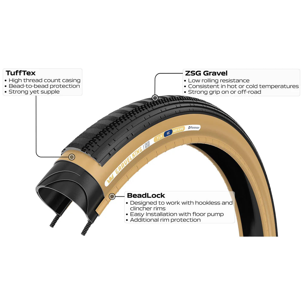 Pneu PANARACER GRAVELKING SEMISLICK TLC Tubeless Ready Beige