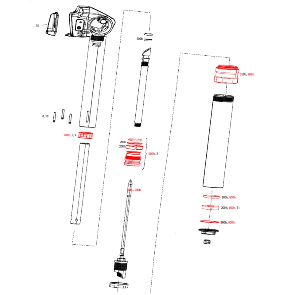 Kit Joints Entretien 600h/ 3 Ans pour Tige de Selle ROCKSHOX REVERB AXS A1