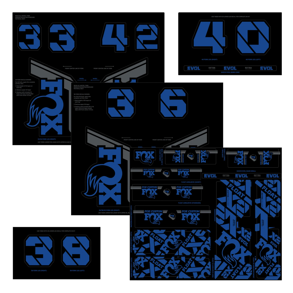 Kit Stickers FOX Fourche et Amortisseur Bleu