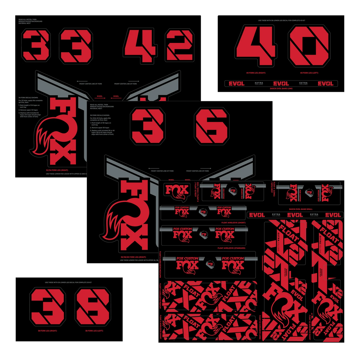 Kit Stickers FOX Fourche et Amortisseur Rouge