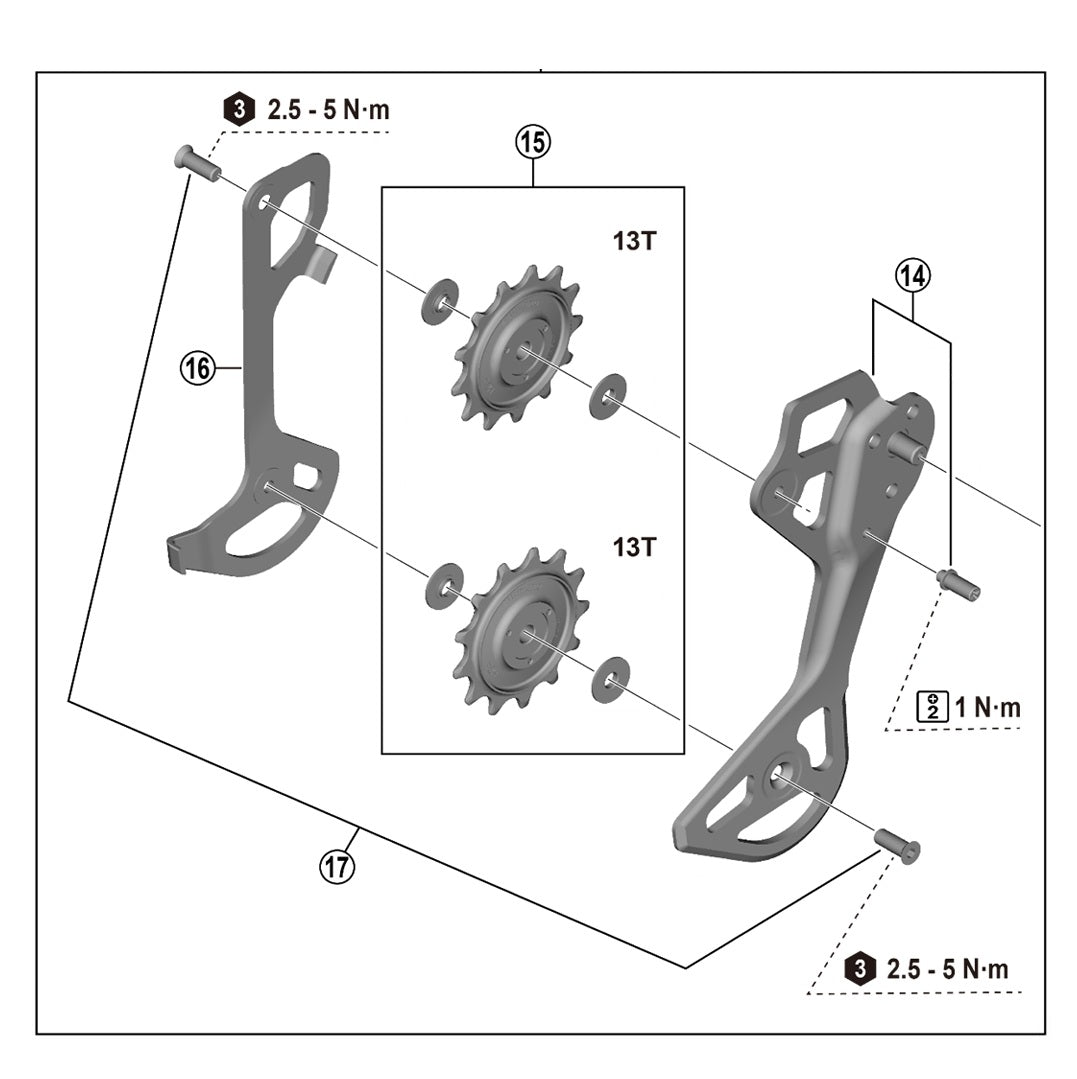 Chape et Galets de Dérailleur Arrière 12V SHIMANO XT RD-M8250 GS