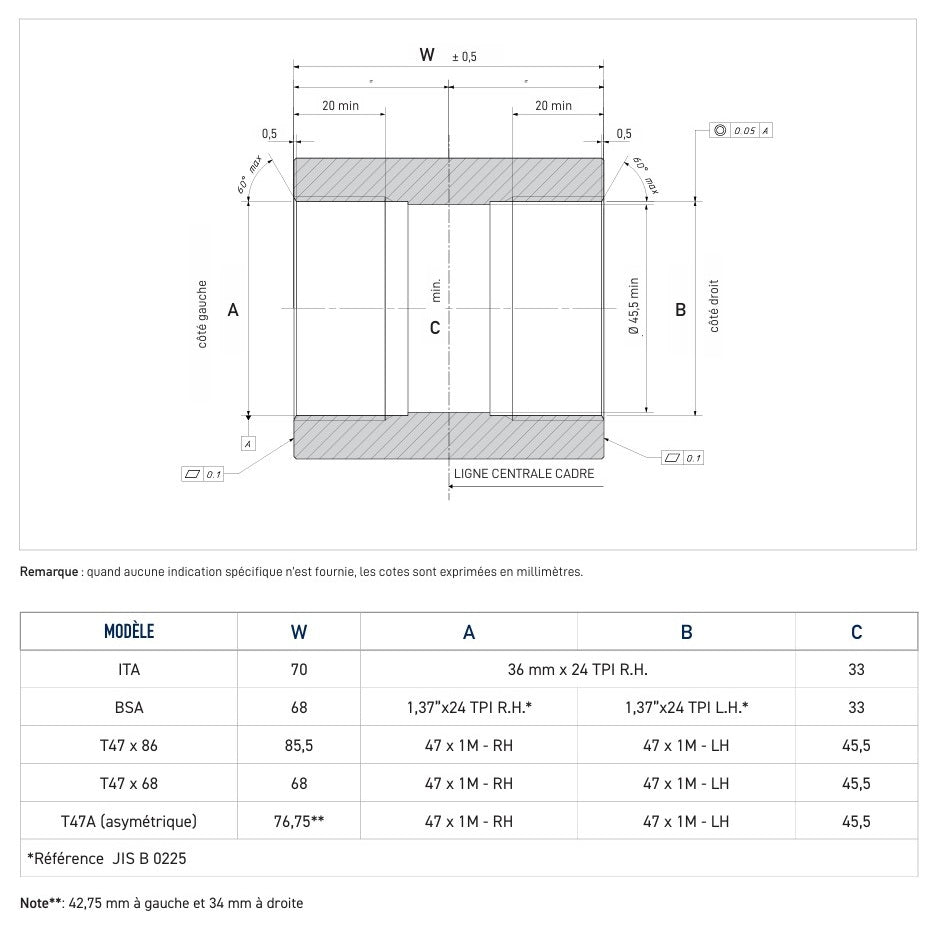 Boîtier de Pédalier Externe CAMPAGNOLO QCK-TECH T47x68mm