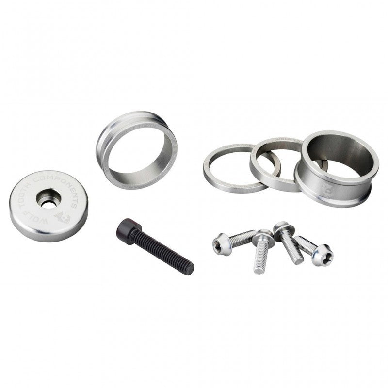 Kit Entretoises. Capot de Potence et Vis WOLFTOOTH BLING KIT Argent