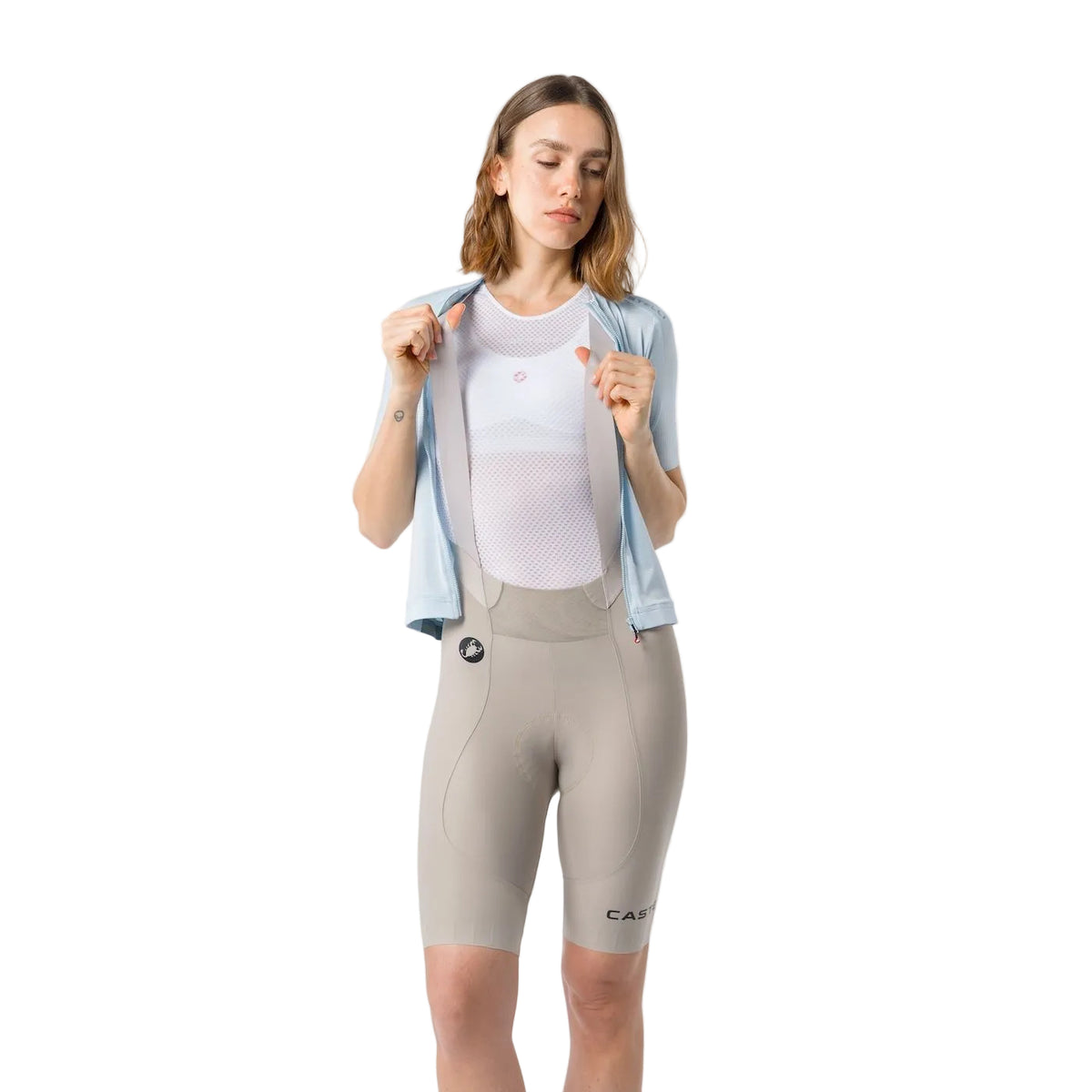 Cuissard Court à Bretelles CASTELLI ESPRESSO 2 W DT Femme Gris Clay