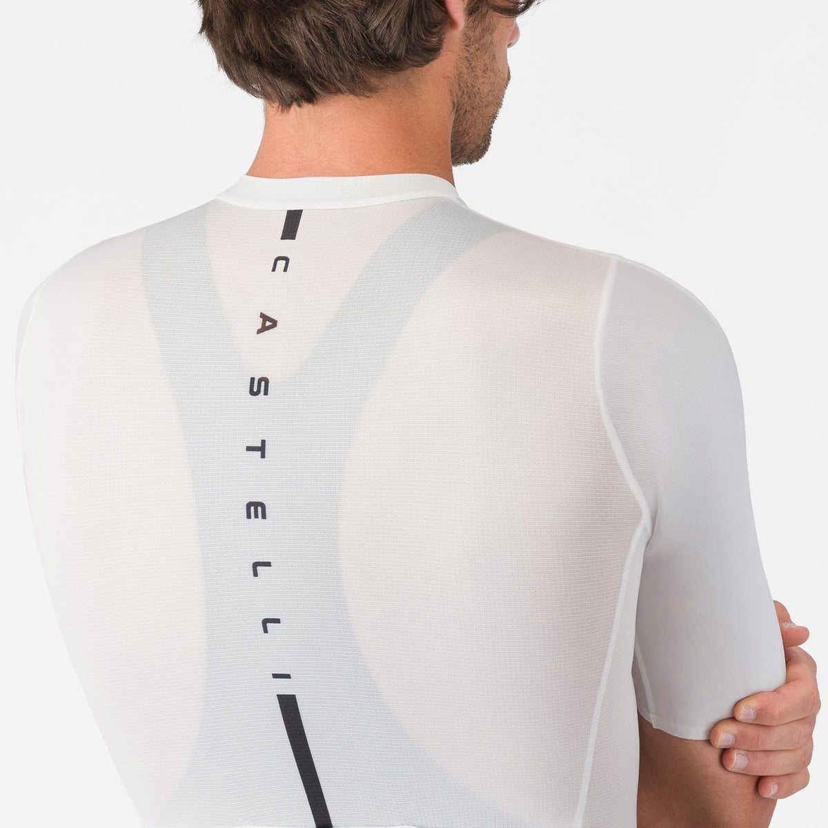 Maillot CASTELLI DRITTONE LOGO Manches Courtes Blanc