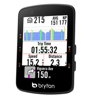Compteur GPS BRYTON RIDER 550 E — écran des données de parcours
