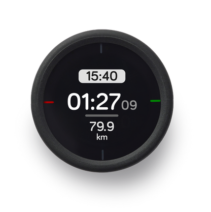 Compteur GPS BEELINE VELO 2 — écran du temps et de la distance de sortie