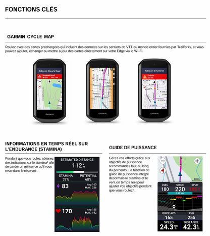 Compteur GPS GARMIN EDGE 1050 — présentation de la cartographie et du guide de puissance