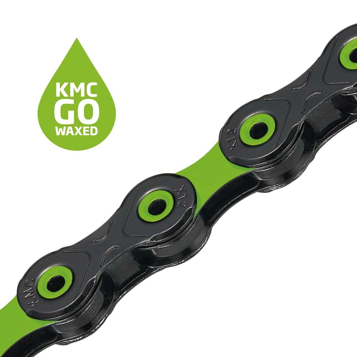 Chaîne 12V KMC DLC12 Waxed Noir/Vert Ciré