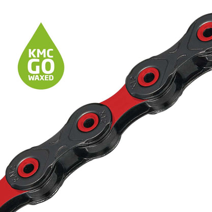 Chaîne 12V KMC DLC12 Waxed Noir/Rouge Ciré