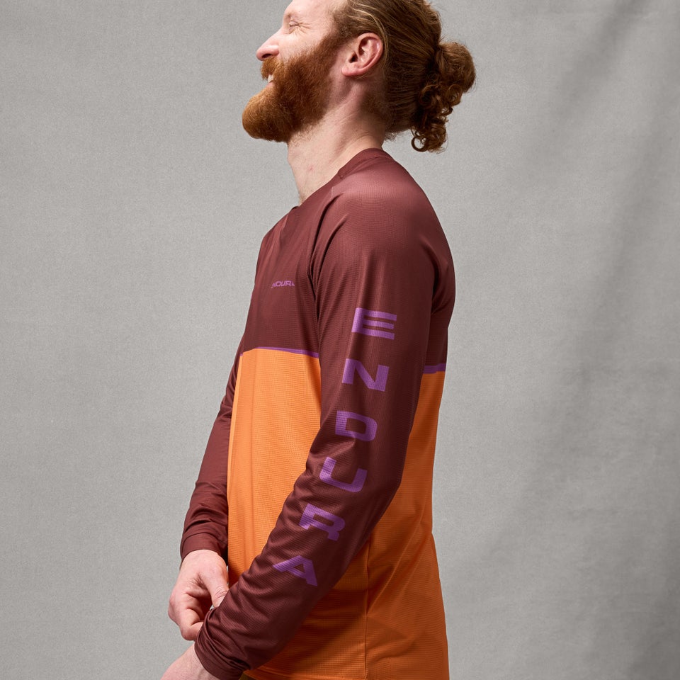 Maillot  ENDURA SINGLETRACK CORE PRINTED Manches Longues End Orange