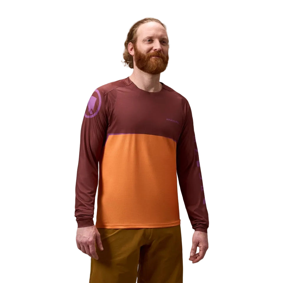 Maillot  ENDURA SINGLETRACK CORE PRINTED Manches Longues End Orange