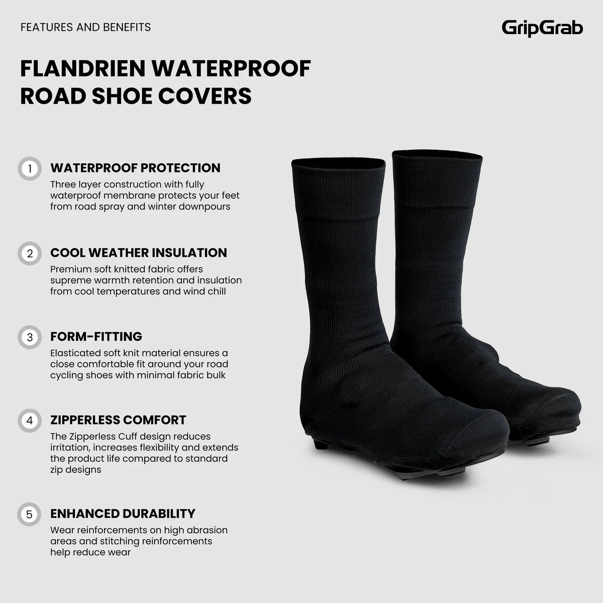 Couvre-Chaussures GRIPGRAB FLANDRIEN WATERPROOF Noir