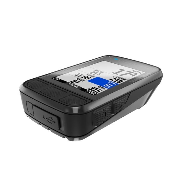 Compteur GPS WAHOO ELEMNT BOLT V2 — vue de trois quarts, épaisseur du boîtier