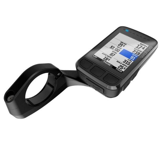 Compteur GPS WAHOO ELEMNT BOLT V2 — compteur installé sur son support déporté