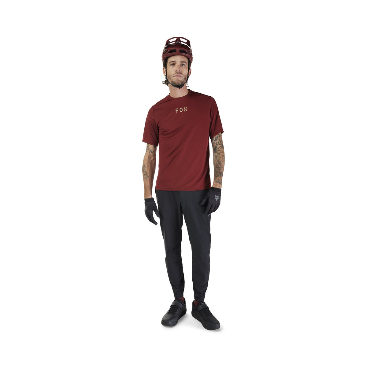 Maillot FOX RANGER WORDMARK Manches Courtes Bordeaux