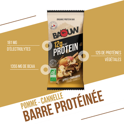 Barre Protéinée BAOUW BIO EXTRA Pomme/Cannelle (50g)