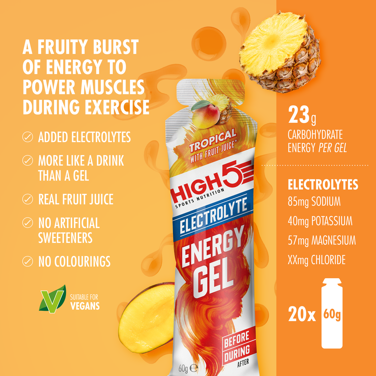 Gel Énergétique HIGH5 ENERGY ELECTROLYTE (60g) Tropical