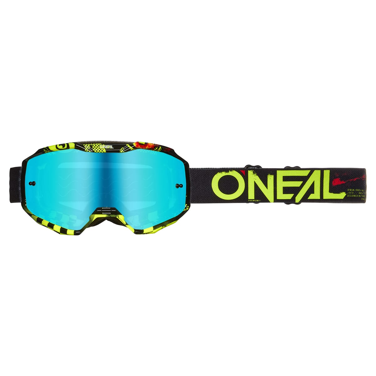 Masque O'NEAL B-10 ATTACK Junior Noir/Jaune Écran Radium Bleu