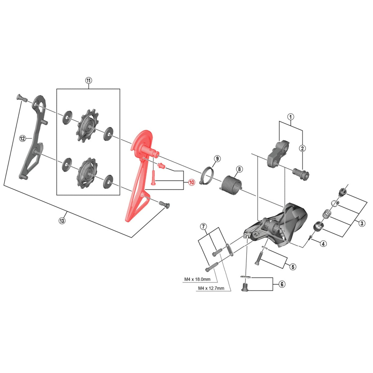 Chape de Dérailleur Arrière Externe Courte SHIMANO DURA-ACE RD-R9100 SS #Y5ZR98070