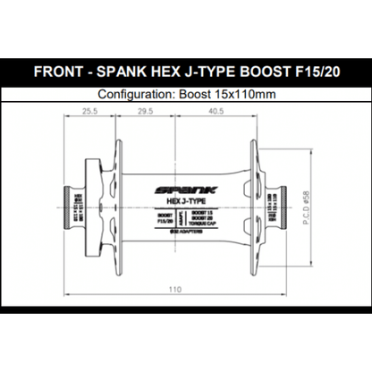 Moyeu Avant SPANK HEX 15/20 mm Boost Rouge