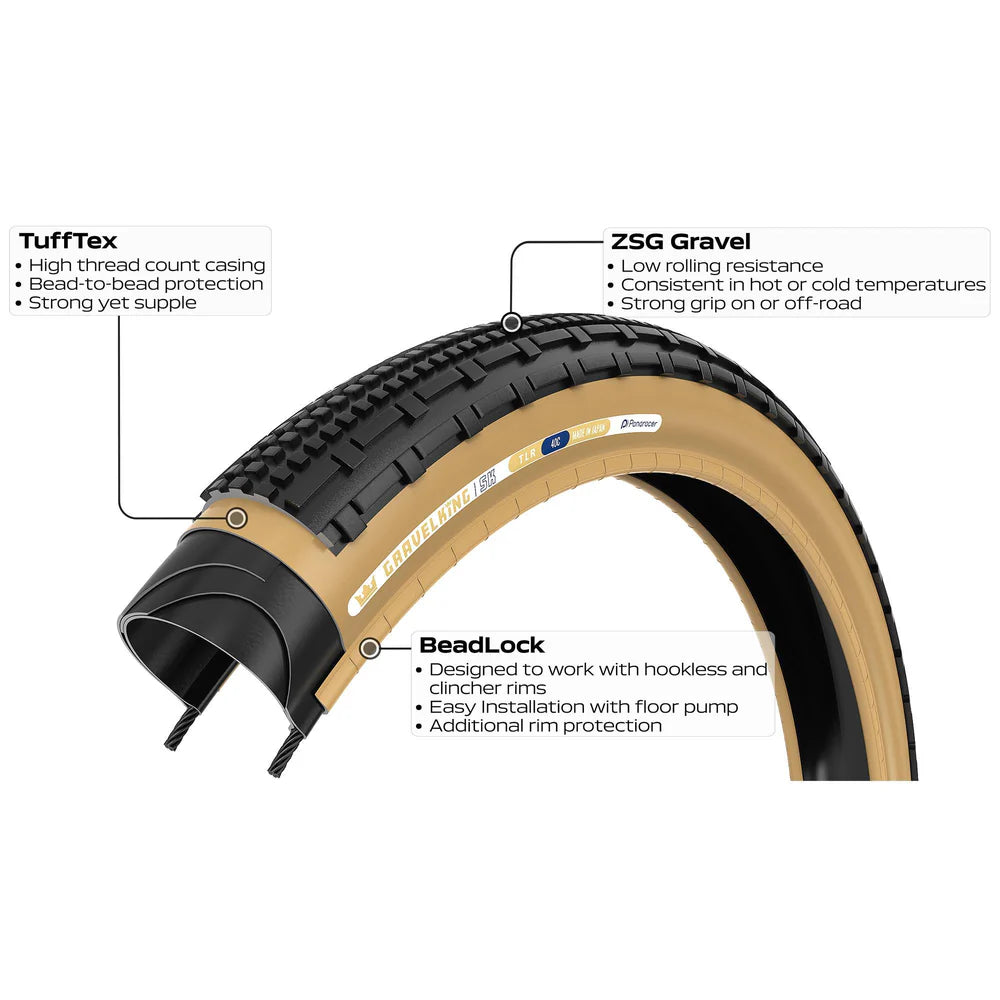 Pneu PANARACER GRAVELKING SK TLC Tubeless Ready Beige