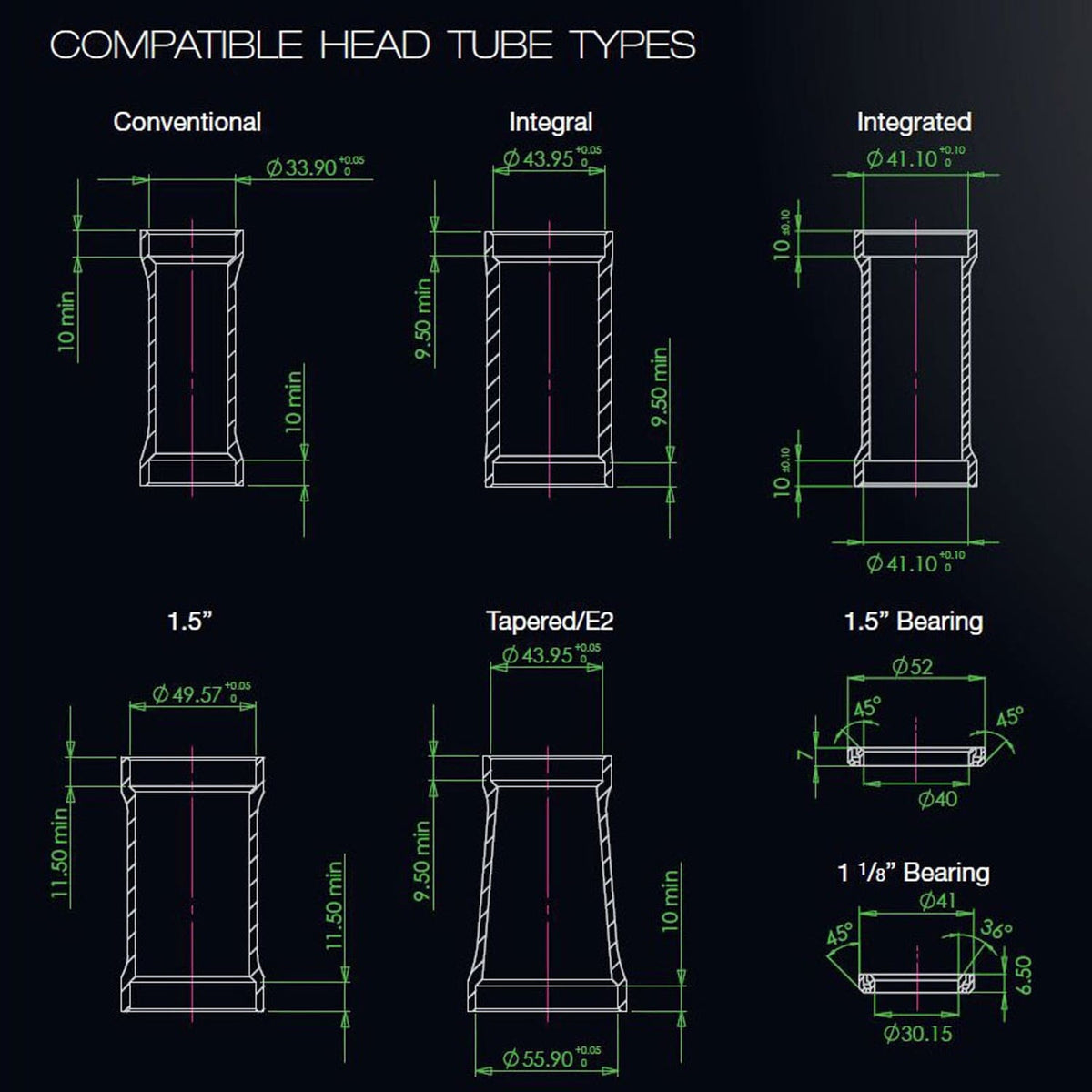 Cuvette Haute pour Jeu de Direction Externe HOPE PICK'N'MIX 1"1/8 EC34 Noir