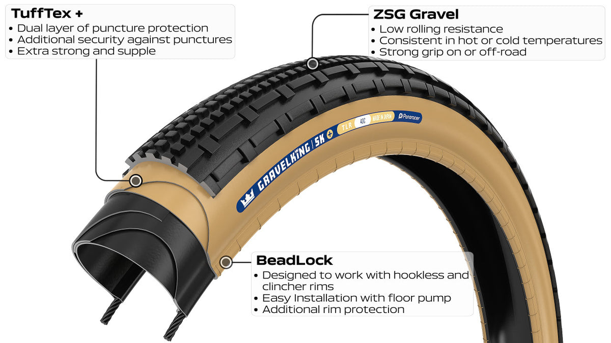 Pneu PANARACER GRAVELKING SK+ TLC 700c Tubeless Ready Beige