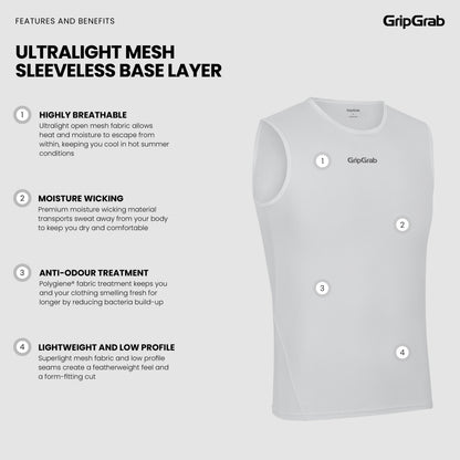 Sous-Vêtement Sans Manches GRIPGRAB ULTRALIGHT MESH Blanc