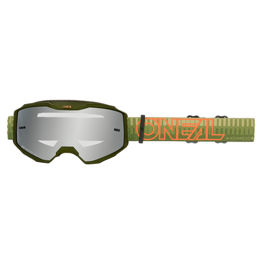 Masque O'NEAL B-10 STRIPED Vert/Orange Écran Silver Mirror