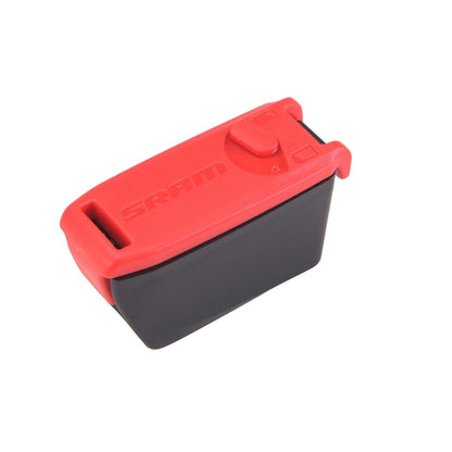 Batterie SRAM eTap / AXS — vue du capuchon rouge de transport