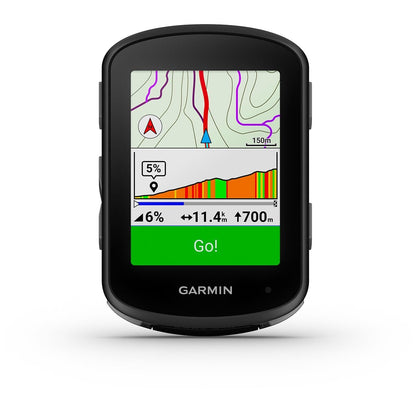 Compteur GPS GARMIN EDGE 540 — vue de face, navigation et profil de montée