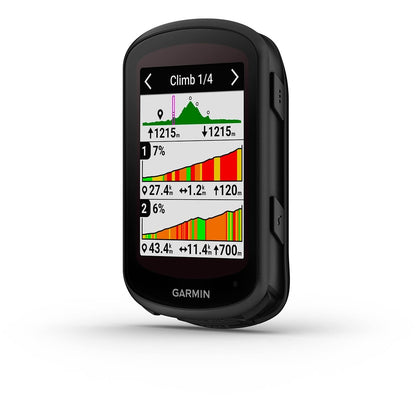 Compteur GPS GARMIN EDGE 840 SOLAR — vue de trois quarts, fonction ClimbPro