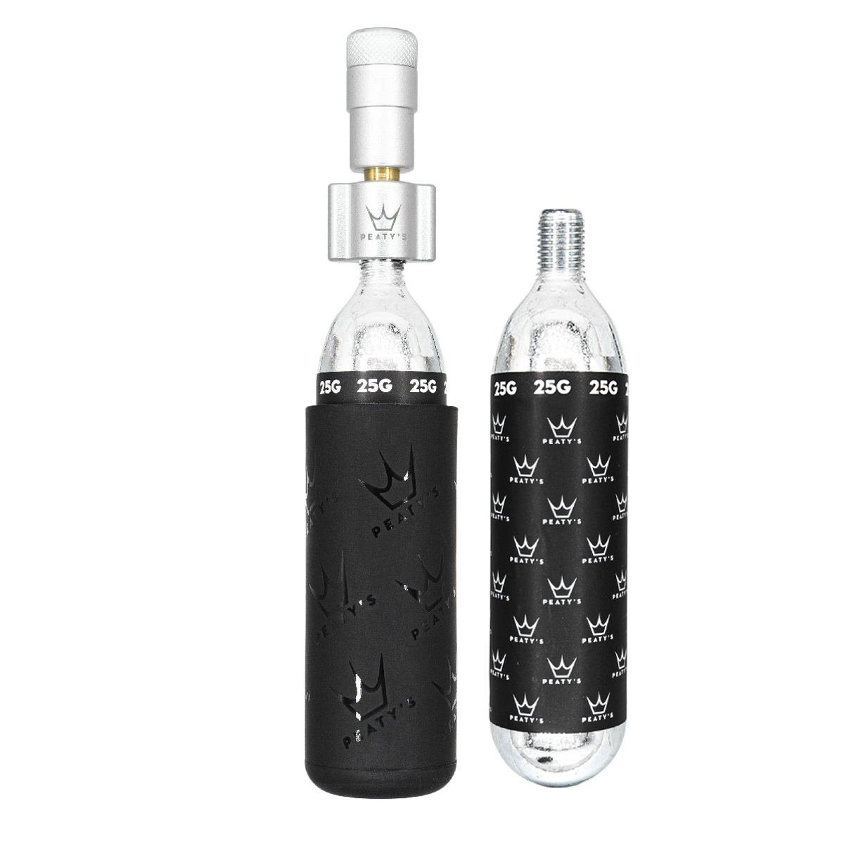 Percuteur CO2 PEATY'S HOLESHOT MTB + 2 Cartouches CO2 Filetée 25 g Silver