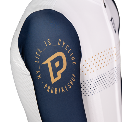 Maillot PROBIKESHOP By CHEF DE FILE Manches Courtes Marine/Blanc
