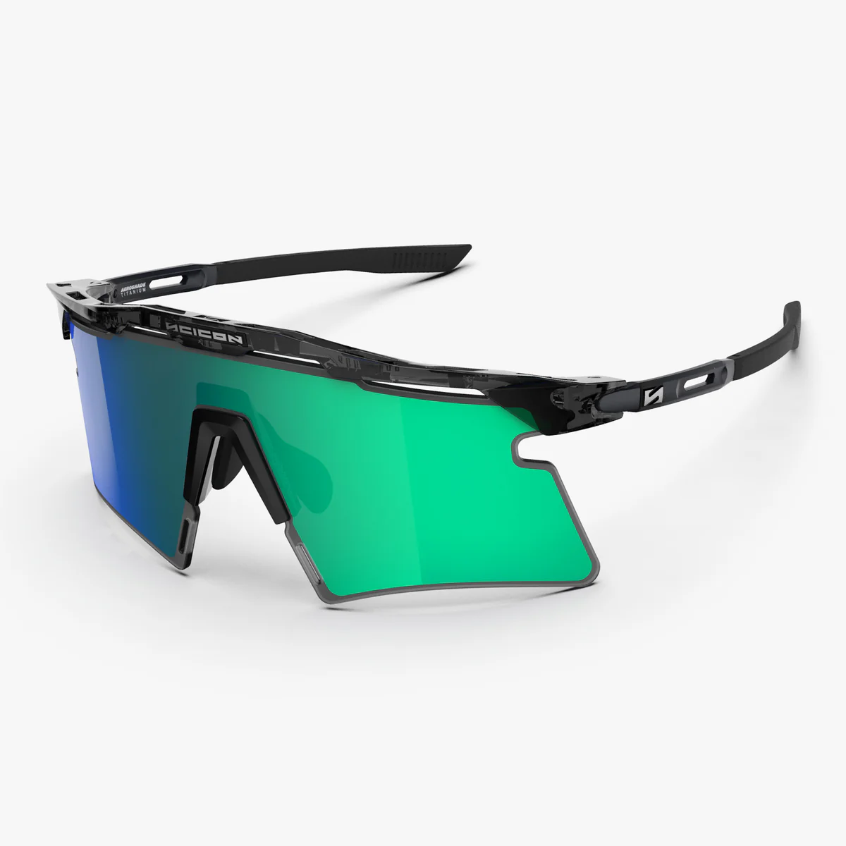 Lunettes SCICON AEROSHADE 2.0 TITANIUM Noir Crystal Gloss Verre Multimirror Blue Green + Pink