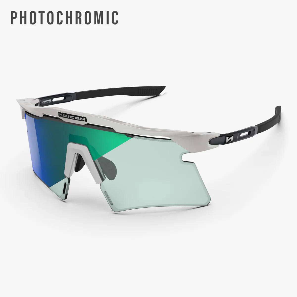 Lunettes SCICON AEROSHADE 2.0 TITANIUM Blanc Metal Verre Photochromique Blue Green