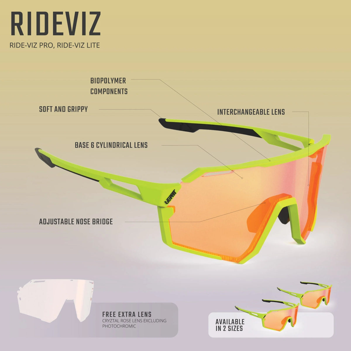 Lunettes LEATT RIDEVIZ LITE LARGE Satin Noir Verre Iriz Crystal Violet