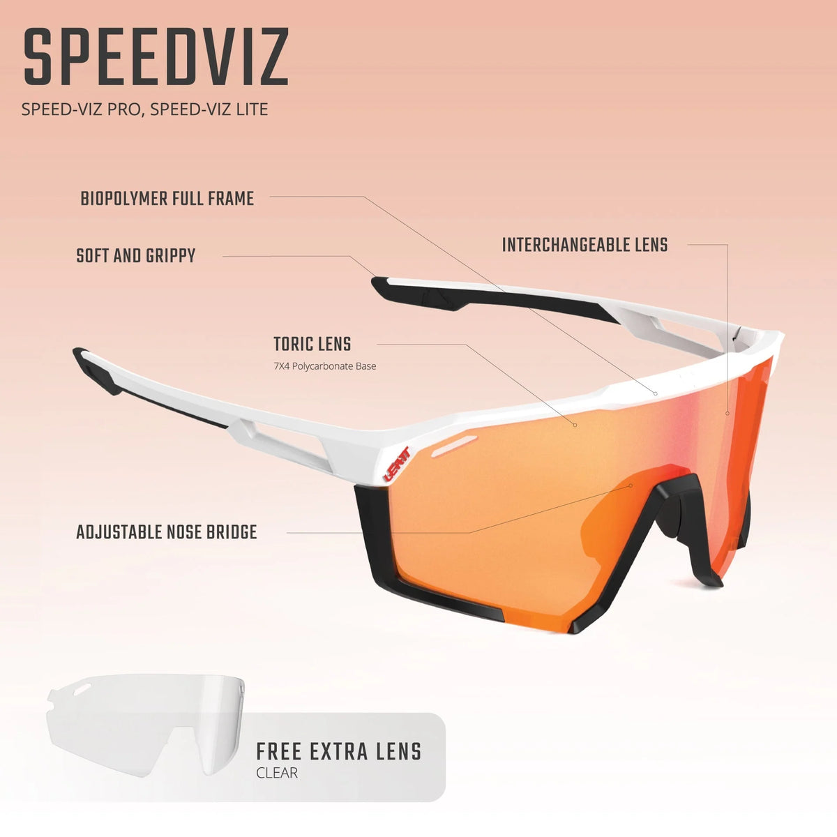 Lunettes LEATT SPEEDVIZ PRO Blanc Verre Photochromique  Iriz Cryztal Rouge