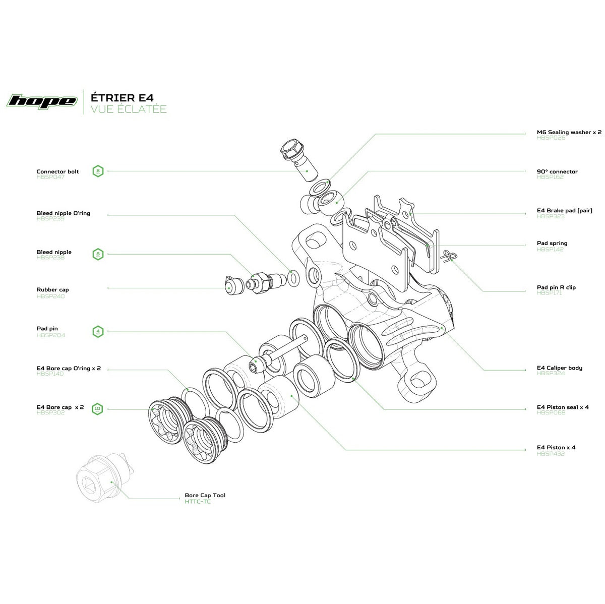 Etrier de Frein Hydraulique HOPE E4 Noir