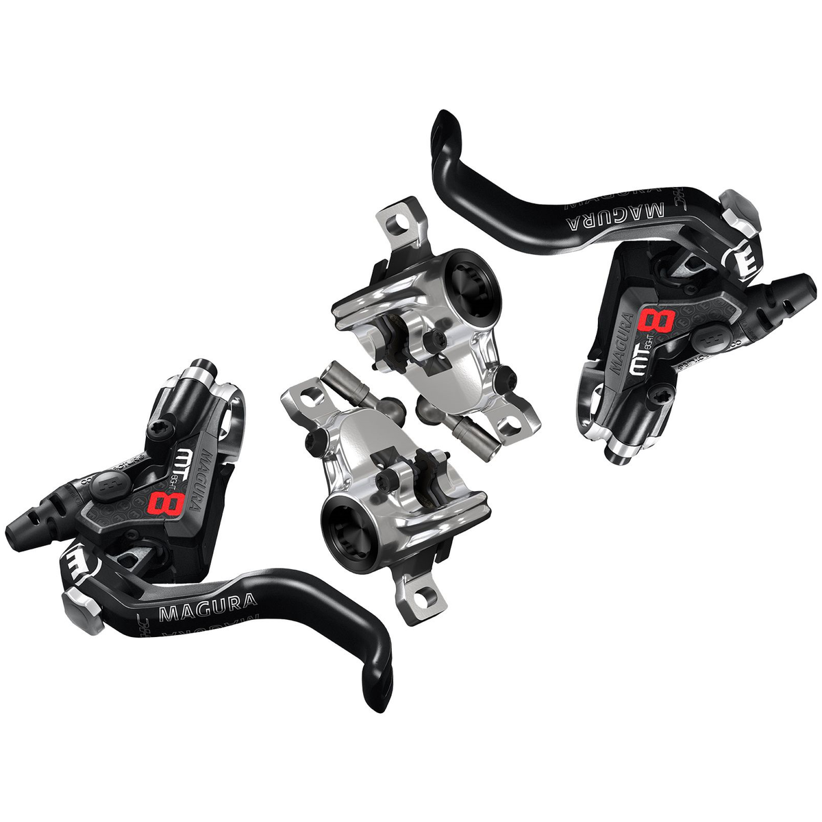 Paire de Freins MAGURA MT8 PRO Sans Disque Noir/Argent