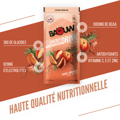 Boisson Énergétique BAOUW ISOTONIC (45g) Pêche/Romarin