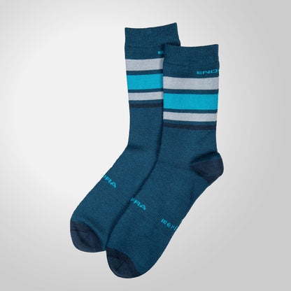 Chaussettes ENDURA BAABAA MERINO STRIPE Bleu