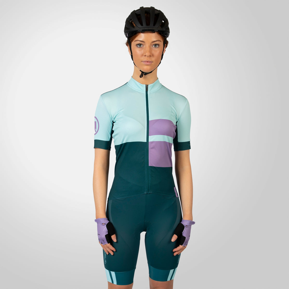 Maillot ENDURA FS260 PRINT Femme Manches Courtes Vert/Violet
