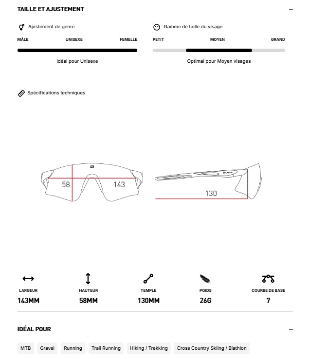 Lunettes RUDY PROJECT ASTRAL SPHERE Crystal Bleu Verres IMPACTX™ Photochromique Laser Purple