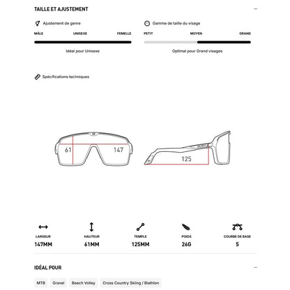 Lunettes RUDY PROJECT SPINSHIELD Crystal Ash Verres RP Optics Multilaser Sunset