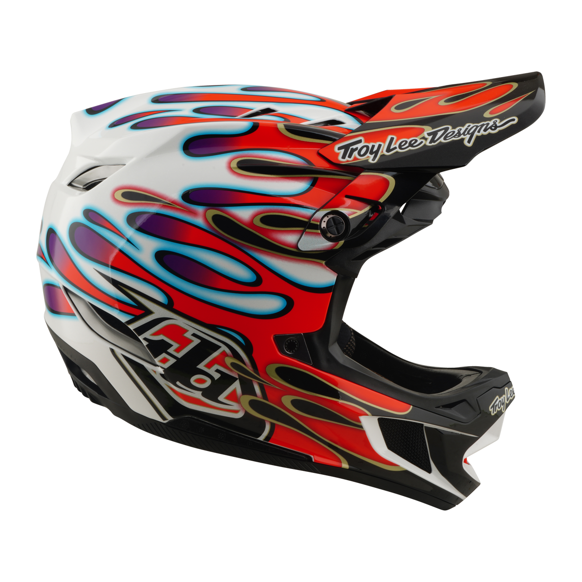 Casque VTT TROY LEE DESIGNS D4 COMPOSITE MIPS OVERSPRAY Blanc/Rouge