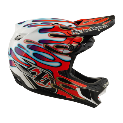 Casque VTT TROY LEE DESIGNS D4 COMPOSITE MIPS OVERSPRAY Blanc/Rouge