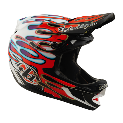 Casque VTT TROY LEE DESIGNS D4 COMPOSITE MIPS OVERSPRAY Blanc/Rouge